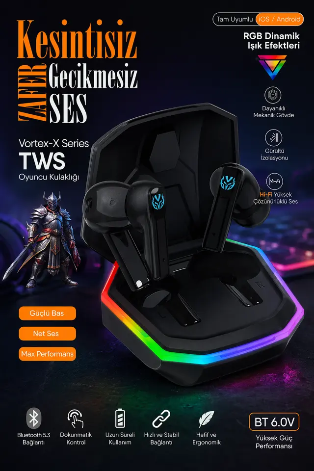 Vortex-X Phantom RGB TWS Gaming Earbuds