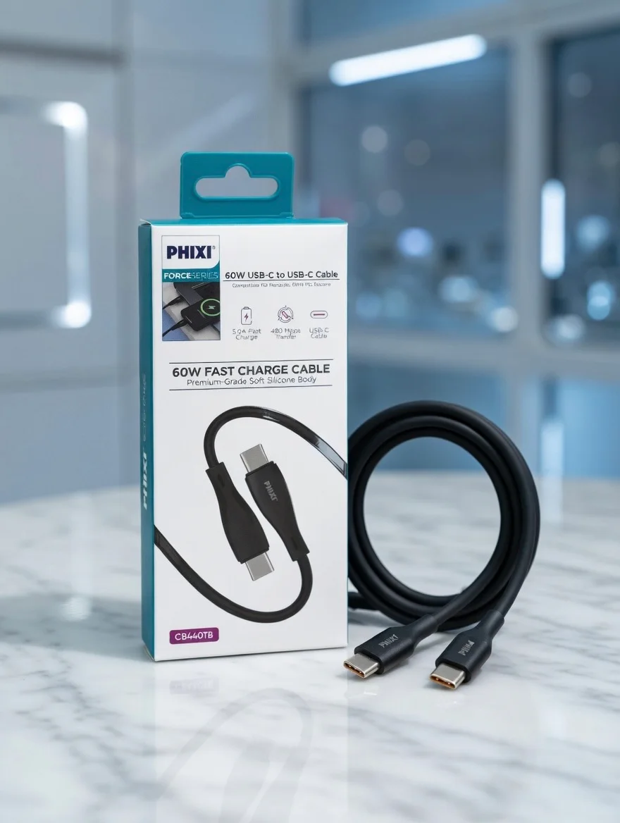 Force Serisi Type-C to Type-C Siyah Kablo – 1 Metre, 60W