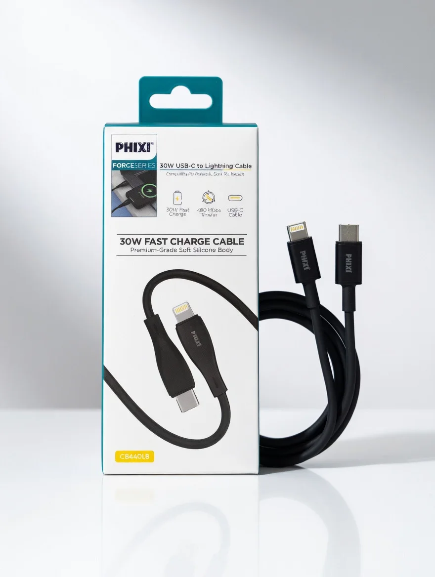 Force Serisi Type-C to Lightning Siyah Kablo – 1 Metre, 30W