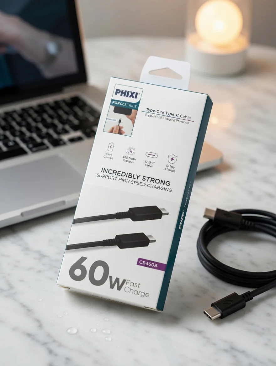 Force Serisi Type-C to Type-C  Siyah Kablo – 1 Metre, 60W