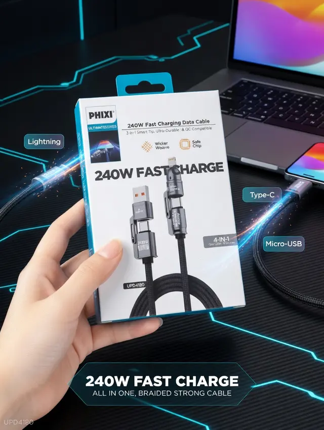 UltraCharge 240W 4in1 Hızlı Şarj Kablosu