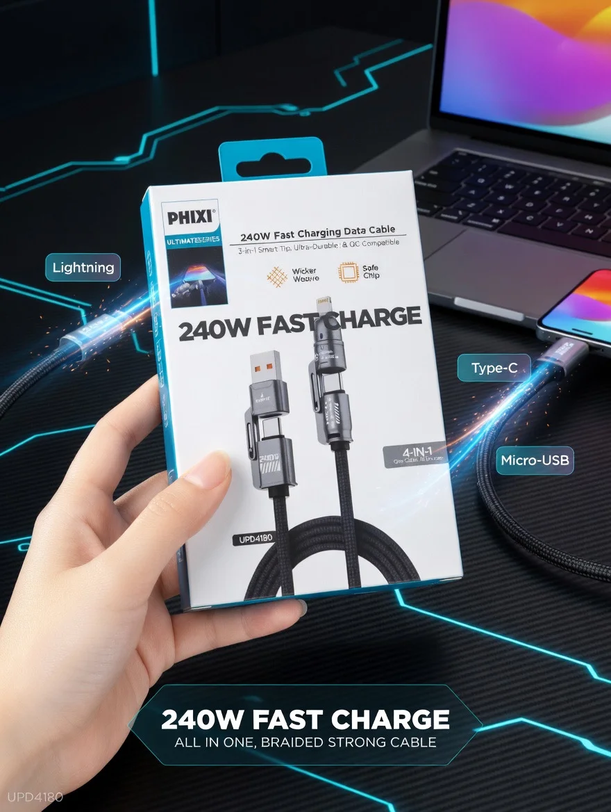 UltraCharge 240W 4in1 Hızlı Şarj Kablosu