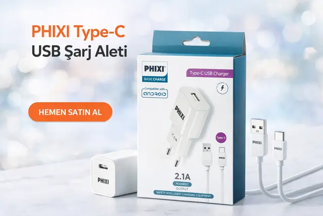 Type-A to Type-C 2.1A Takım Şarj Aleti